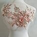 3D Embroidered Patches Nail Bead Tulle Applique Flower Patch for Clothing Wedding Dress Lace C Fabric DIY Decoration (Citrus Powder)