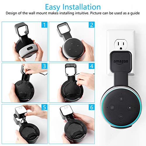 Outlet Wall Mount Holder Compatible with Dot 3rd Generation, A Space-Saving Solution for Your Smart Home Speaker, Clever Dot Accessories with Built-in Cable Management Hide Messy Wires - Thumbnail 6