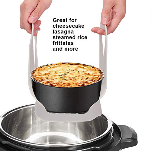 Alselo Pressure Cooker Bakeware Sling for Instant Pot 6 Qt/8 Qt, Silicone Portable Steaming basket, Anti-scalding Steamer Rack (Gray) - Thumbnail 4