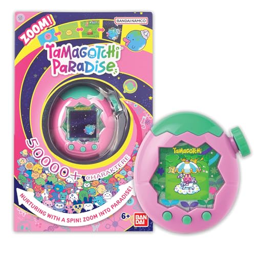 Bandai - Tamagotchi Paradise Erde - Virtuelles Haustier zum Aufziehen - Tamagotchi Interaktives Spielzeug auf Deutsch, Zoom - Modell Erde in Rosa und