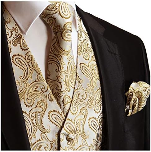 Paul Malone Tan Paisley Tuxedo Vest Set