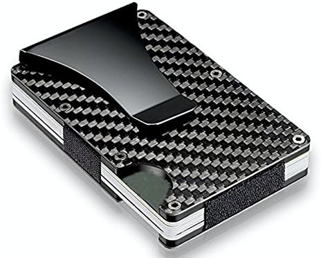 MadeforOnline Money Clip Wallet Carbon Fiber Slim Card Holder RFID Blocking