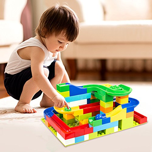 Victostar Marble Run Building Blocks Construction Toys Set Puzzle Race Track for Kids 73 Pieces