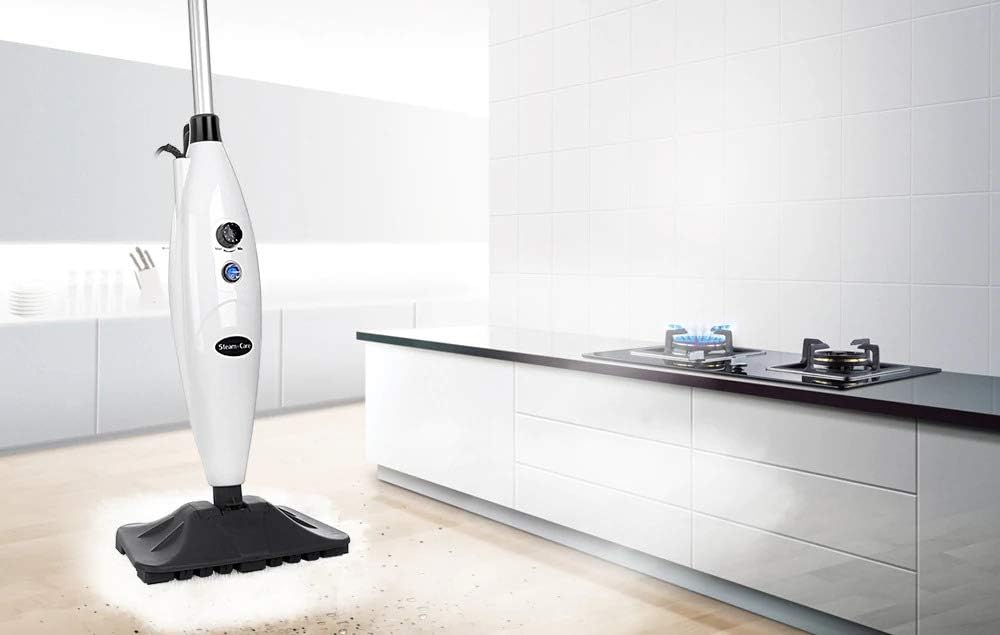 Upscale Multifunctional Steam Mopper Cleaner with microfibre for deep Cleaning of All Types of Floors, Kitchen, Upholstery - white