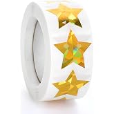Imeepa 500PCS Holographic Gold Star Stickers, 1" Sparkly Lables for Kids | Sparkly Metallic Foil Stars, Self Adhesive Metallic Glitter Finish Reward Stickers for Behavior Charts, Classroom &amp; Student