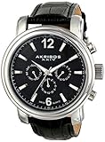 Akribos XXIV Men's AK734SSB Swiss Quartz Movement Watch with Black Dial and Black Genuine Leather Strap