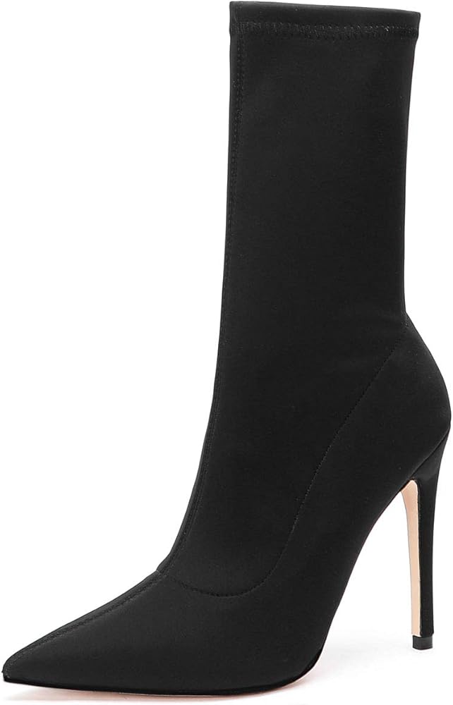 stretch black ankle boots