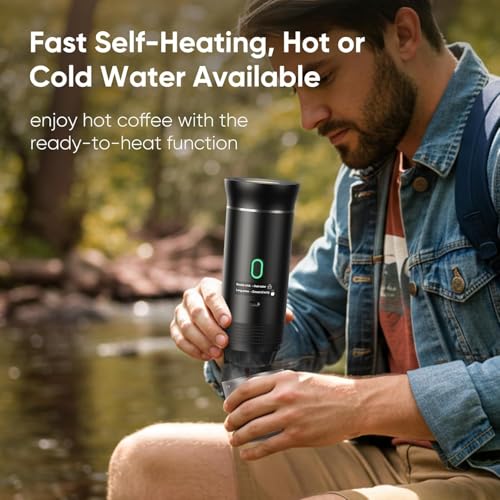 Portable Electric Espresso Machine, 3 in 1 Portable Coffee Machine, 5 Minutes Self-Heating, with USB-C Compatible with Small Capsules, Large Capsules, Ground Coffee