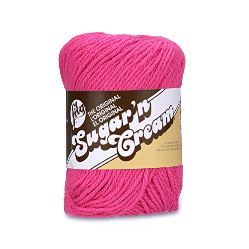 Lily Sugar N Cream The Original Solid Yarn - (4) Medium Gauge 100% Cotton - 2.5 Oz - Hot Pink - Machine Wash &Amp; Dry