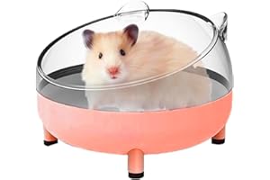 Meow&Woof Hamster Sand Bath Container, Large Sandbox Toilet Gerbil Batheoom, Tiny Chinchilla Dust Bathtub Sand Bath Box for Hamster Cage Accessories 6.5 Inch-Pink