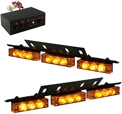 18 x Ultra Bright Amber LED Emergency Warning Use Flashing Strobe Lights Bar For Windshield Dash Grille