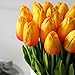 StillCool Artificial Flowers Tulip 12pc/Set Pu Stunning Holland Mini Tulip Real Touch Wedding Flower Artificial Flowers Latex Plants for Party Home Hotel Event Decoration (Orange)