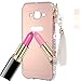[1-Pack][2-IN-1]Samsung Galaxy J7 Case, AMASELL Luxury Bling 3D Sparkle Diamond Mirror+Aluminum Metal Frame With Pearl Tassels Hard PC Back Cover for SM-J700F /SM-J700P,2015 ( (Rose Gold with bling)