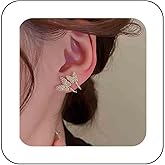 Sttiafay Boho Crystal Butterfly Earrings Gold Rhinestone Butterfly Stud Earrings Crystal Butterfly Cuff Wrap Earrings Sparkly Cz Butterfly Huggie Hoop Earrings Jewelry for Women