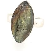 Natural Blue Labradorite 925 Solid Sterling Silver Ring Size 6