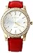 Gino Milano Women's Gold Leather Band Watch & Matching Tri-Fold Wallet Set - Red