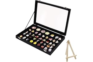 IONPSHG Large Enamel Pin Display Case, 14x9.5 Inch Dustproof Organizer for Military Medal, Jewelry Pin, Badge, Earring, Rings