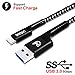 Type C Fast Charger Cable, UNISAME 3Pack 10Ft Heavy Duty Braided USB C to USB 3.0 5Gbps Data Sync Cable for iPad Pro (2018) Galaxy S9 S8 Note 9 8 A9s, Pixel XL LG G7 V40 Oneplus 6 6T, Portable SSD