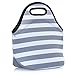 Neoprene Lunch Bag, Eco- Friendly Lunch Tote Bag For Women And Adults. Waterproof Insulated Travel Cooler Lunch Box-Gray White Stripes