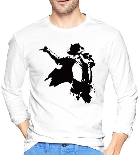 Men Michael Jackson Portrait Long Sleeve T-shirts White