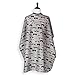 Men's Barber Cape For Hair Stylists- Home Hair Cuts - Salons - Snaps, Retro Mustache Design (Grey)
