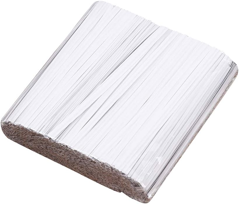 YOFASEN Kraft Paper Twist Ties - Wire Tie Bag Ties for Food & Freezer Bags Cookie Gift Floral Bag Sealing Ties, White, 10cmx4mm