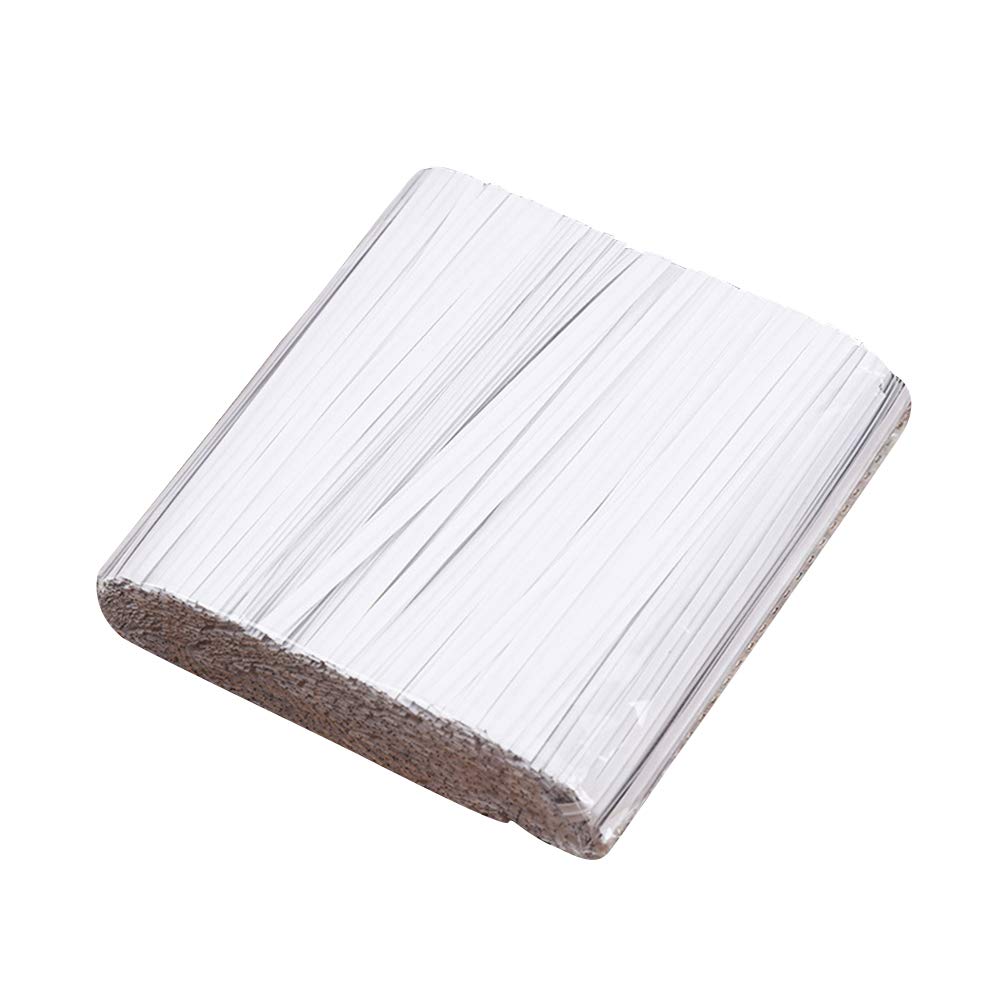 YOFASEN Kraft Paper Twist Ties - Wire Tie Bag Ties for Food & Freezer Bags Cookie Gift Floral Bag Sealing Ties, White, 10cmx4mm