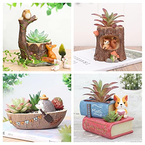Made In India Brotherhood Enterprise Resin Pot Pack Of 4 Owl Tree Puppy With Book Boat Tree Shape Resin Pot Design Resin Succulent Pots Resin Planter Succulent Pot Succulent Indoor And Outdoor Pot Made In