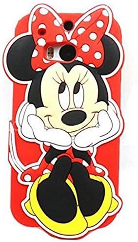 HTC One M8 Silicone Case,HTC One M8 Minnie Case,Bat King Red 3D Cute Cartoon Animal Sit Mouse Minnie Soft Silicone Back Case Cover for HTC One M8