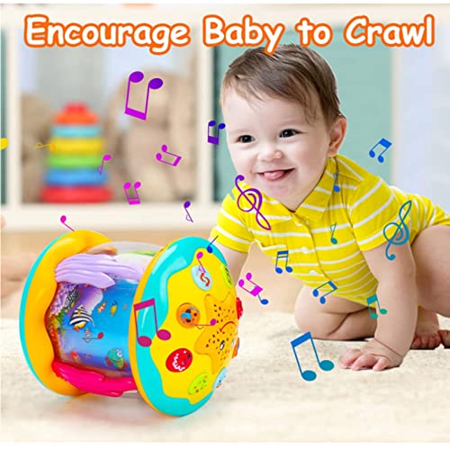 AM ANNA 4 in 1 Musical Baby Toys for Toddlers, Projector Ocean Rotating Tummy Time, Developmental Montessori Light Up Toys for 0-3 3-6 12-18 Months Babies Gifts