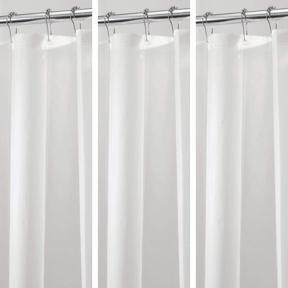 mDesign Plastic, Waterproof, Mold/Mildew Resistant, Heavy Duty PEVA Shower Curtain Liner for Bathroom Showers and Bathtubs - No Odor - 3 Gauge, 72 inches x 72 inches - 3 Pack - Clear