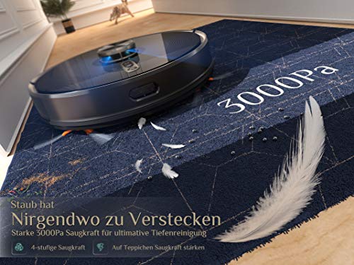 KÝVÖL S31 Saugroboter mit Wischfunktion, Laser Navigation, Seblstentleerung, 2800Pa Saugkraft Staubsauger Roboter mit Karte, 240Min. Laufzeit, Kompatibel mit Alexa, Ideal für Haare, Teppiche – Bild 4