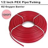 OrangeA O2 Barrier PEX Tubing 1/2" x 1000 Feet EVOH Hydronic Radiant Floor Heating PEX-B Pipe Oxygen Barrier PEX Piping Hot and Cold Water Tube Coil Snow Melting System PEX Pipe (1000ft)
