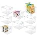 mDesign Plastic Storage Organizer Container Bins Holders with Handles - for Kitchen, Pantry, Cabinet, Fridge/Freezer - Large for Organizing Snacks, Produce, Vegetables, Pasta Food, 8 Pack - Clear primary
