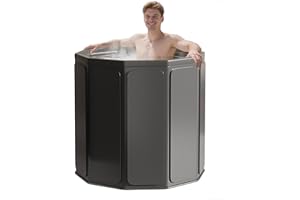 JSQBSECL Portable Foldable Bathtub, 28" Foldable Freestanding Bathtub for Adults, Hot Bath Tub, Ice Bath, Family Bathroom SPA Tub Indoor & Outdoor (Black)