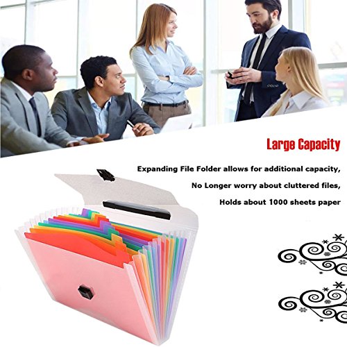 Expanding File Folder/Accordion Folder File Organizer Handle A4 Multicolor Portable Expanding Wallets Large Capacity Portable Box Document Stand Bag, Labels,Office, Study, Business (13 Pockets)