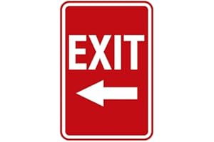 Signs ByLITA Portrait Round Exit Left Arrow Sign with Adhesive Tape, Mounts On Any Surface, Weather Resistant, Indoor/Outdoor Use (Red) - Large