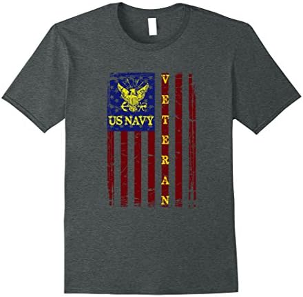 Mens US NAVY Veteran Flag T-Shirt 3XL Dark Heather