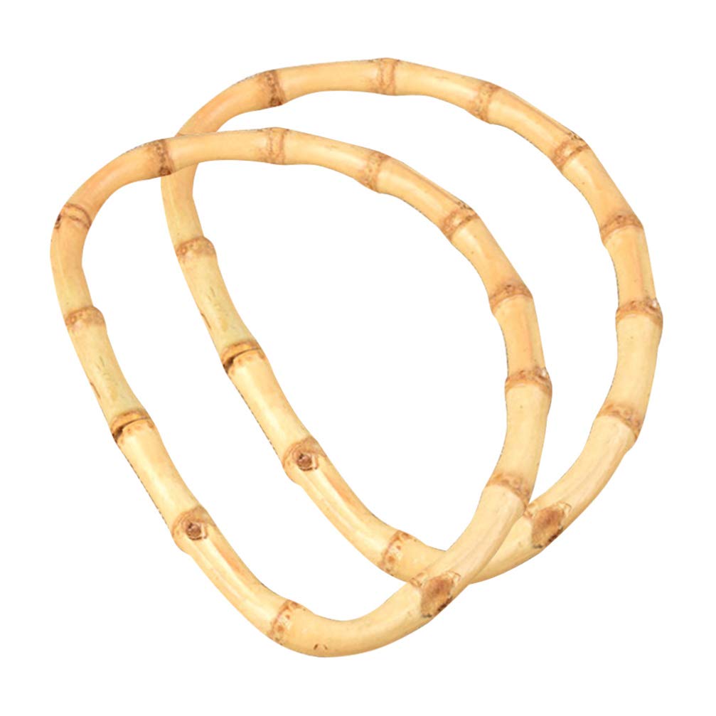 EXCEART 2PCS Bamboo D Shaped Handles Replacement for Handmade Bag Beach Bag Handbags Straw Bag Purse Handles