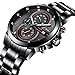 Mens Watches,Elegant Business Style Casual Sport Wrist Watch with Calendar Multifunctional Stainless Steel Chronograph Watch (AllBlack)