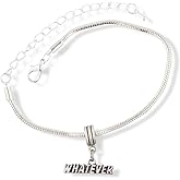 Whatever Text Snake Chain Charm Bracelet
