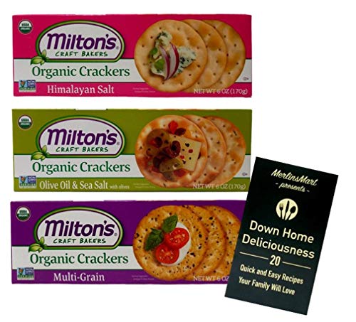 Milton's Non-GMO Organic Crackers 3 Flavor Variety Plus Recipe Booklet Bundle, 1 each: Hamalayan Salt, Olive Oil Sea Salt, Multi-Grain (6 Ounces) - Thumbnail 5