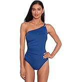 Ralph Lauren Women's Beach Club Solids Double Strap One Shoulder One Piece Swimsuit Sapphire