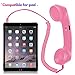 Cell Phone Handset, Retro Telephone Handset 3.5 mm Wired Anti Radiation Noise Reduction Receivers for iPhone, Android Mobile Phones, Smartphone (Pink)