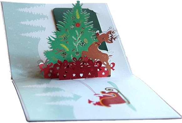 Albero Di Natale Amazon.Aruie Biglietto Di Auguri 3d In Carta Stampata Piegato Con Carta Di Messaggio Albero Di Natale Cervo Colorato Festa Benedizione Regalo Natale Amazon It Gioielli