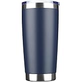 EcoMozz 20oz Tumbler Bulk Stainless Steel Vacuum Insulated Tumblers with Lid Double Wall Travel Mug, Durable Powder Coated Coffee Cup, Suitable for Ice Drinks and Hot Beverage (Navy 1pack)