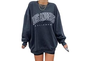 Langwyqu Women's Oversized Sweatshirt Los Angeles California Crewneck Long Sleeve Casual Loose Pullover Tops