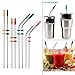 8 Pack FDA-Approved Stainless Steel Metal Drinking Straws,Fits Yeti RTIC or Any 20 or 30 oz Tumbler, Reusable Ecofriendly with 8 Colors Silicone Silencers and Comfort Tips Cover