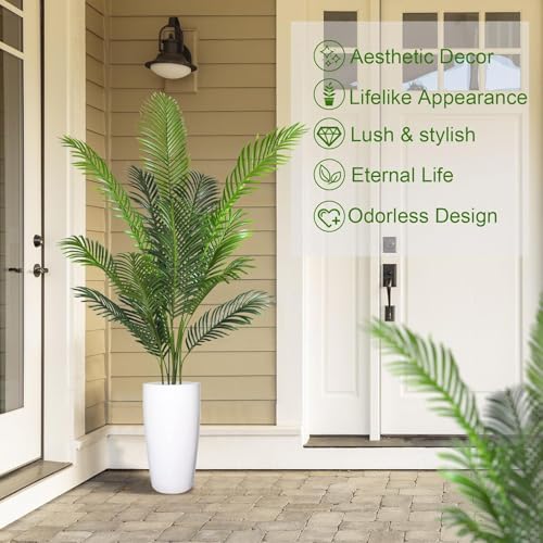 SKY-TOUCH Artificial Tree Fake Plants: 135cm Areca Palm Fake Trees Faux Plants Indoor Realistic Plants for Office Home Room Store Decor