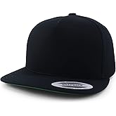 Trendy Apparel Shop 5 Panel Structured Blank Flat Bill Snapback Cap